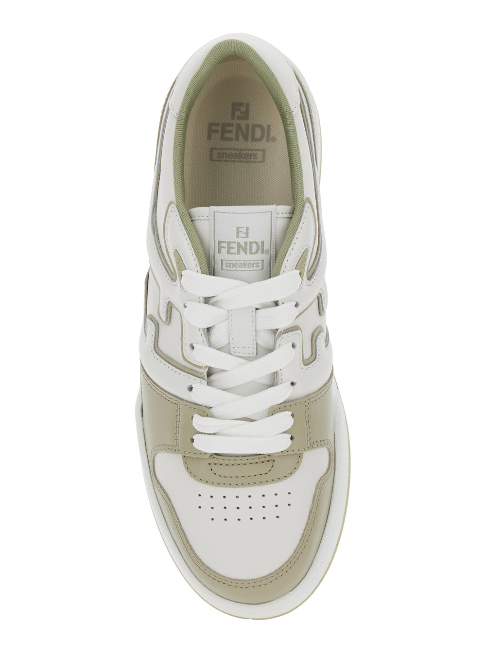 Fendi Men 'Match' Beige Low-Top Sneakers With Ff Detail In Leather Man