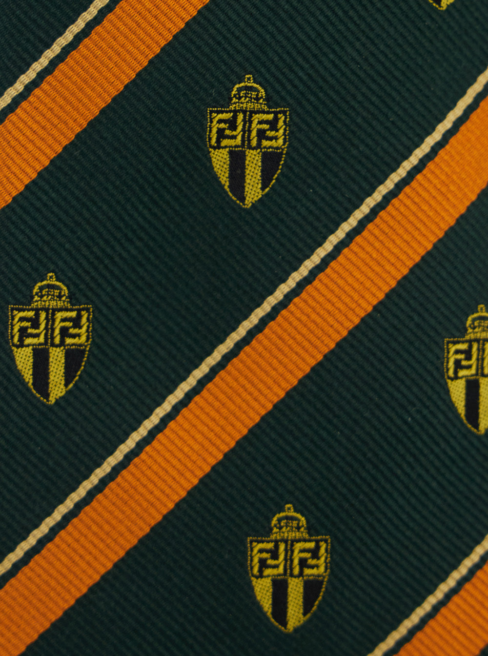 Fendi Men Blue Silk Tie With All-Over Fendi Crest Motif And All-Over Striped Motif In Silk Man