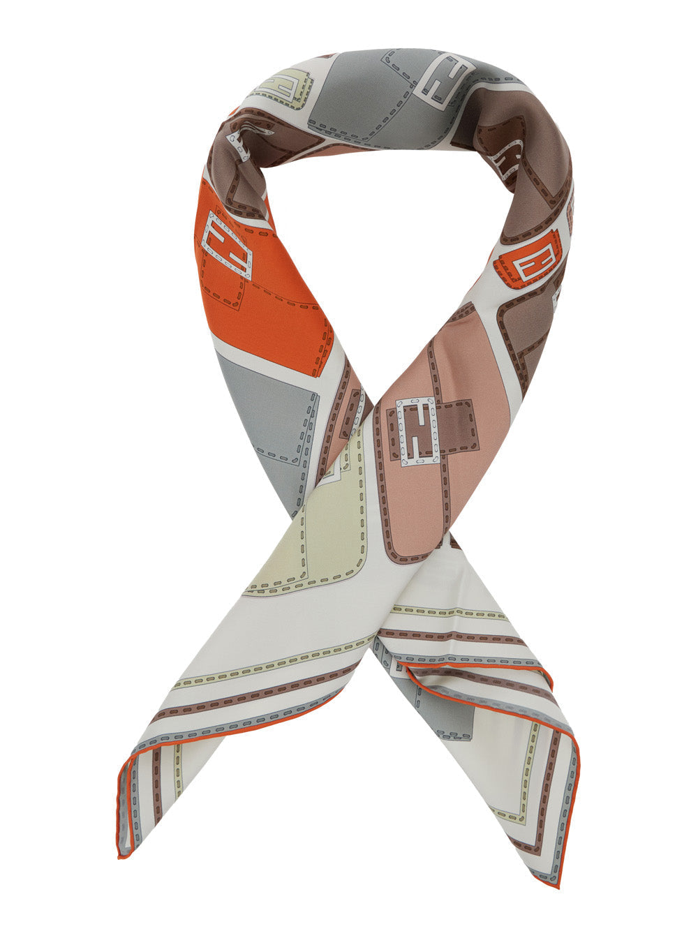 Fendi Women 'Baguette' Multicolor Scarf With All-Over Print In Silk Woman