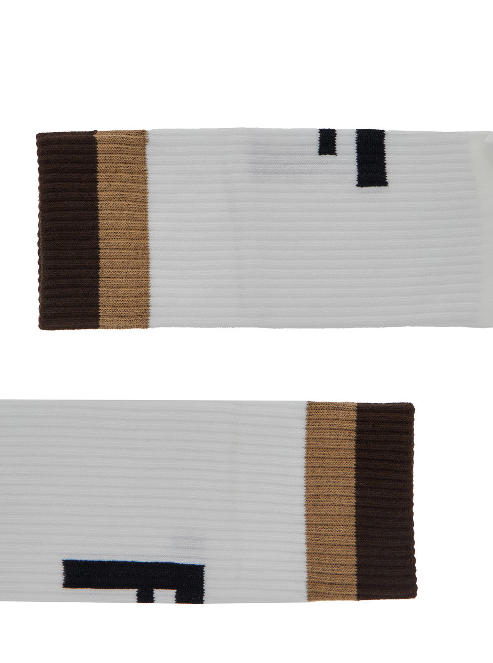 Fendi Men White Socks With Ff Logo Embroidery In Cotton Blend Man