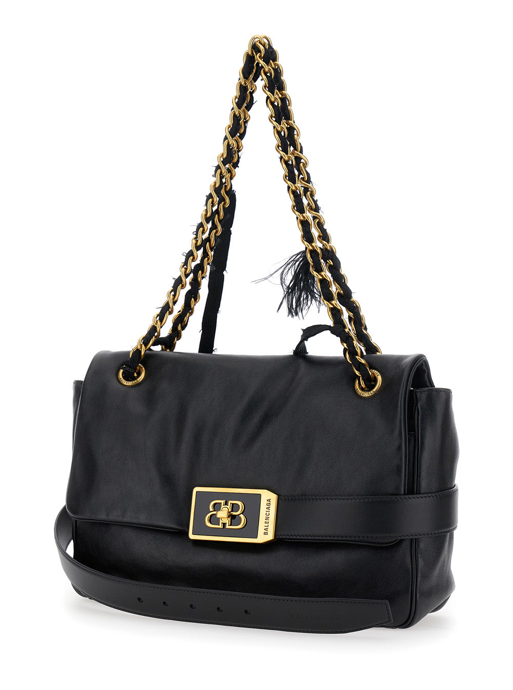 Balenciaga Women 'Modu Flap' Black Crossbody Bag With Logo Plaque On The Front In Leather Woman