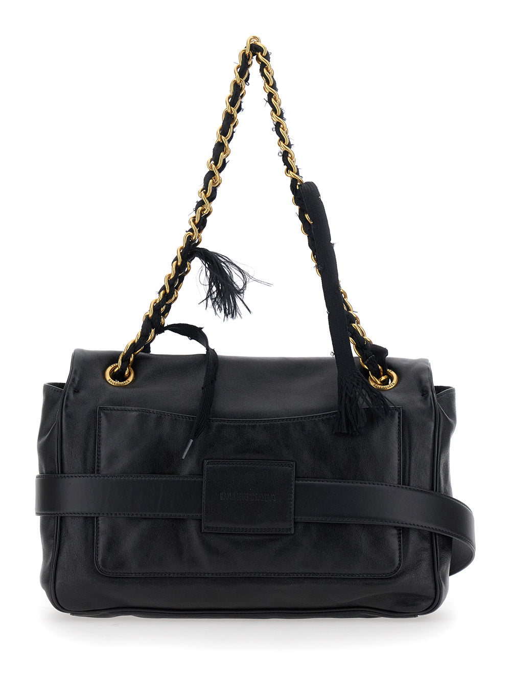 Balenciaga Women 'Modu Flap' Black Crossbody Bag With Logo Plaque On The Front In Leather Woman