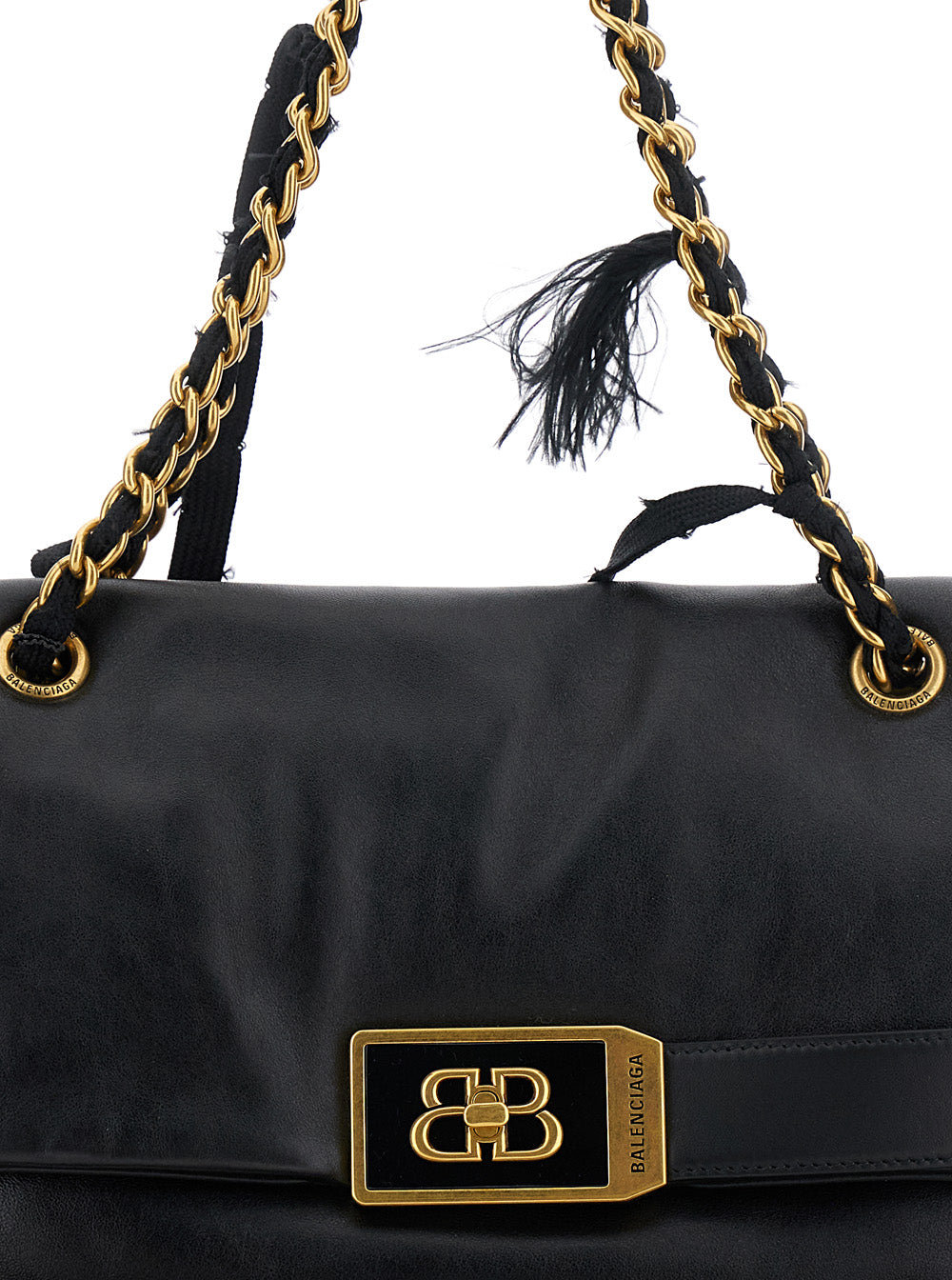 Balenciaga Women 'Modu Flap' Black Crossbody Bag With Logo Plaque On The Front In Leather Woman