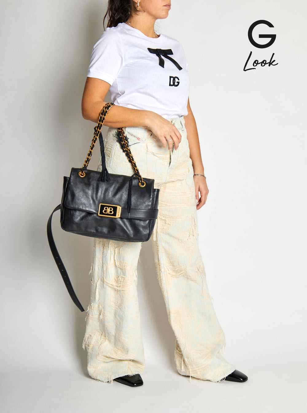 Balenciaga Women 'Modu Flap' Black Crossbody Bag With Logo Plaque On The Front In Leather Woman