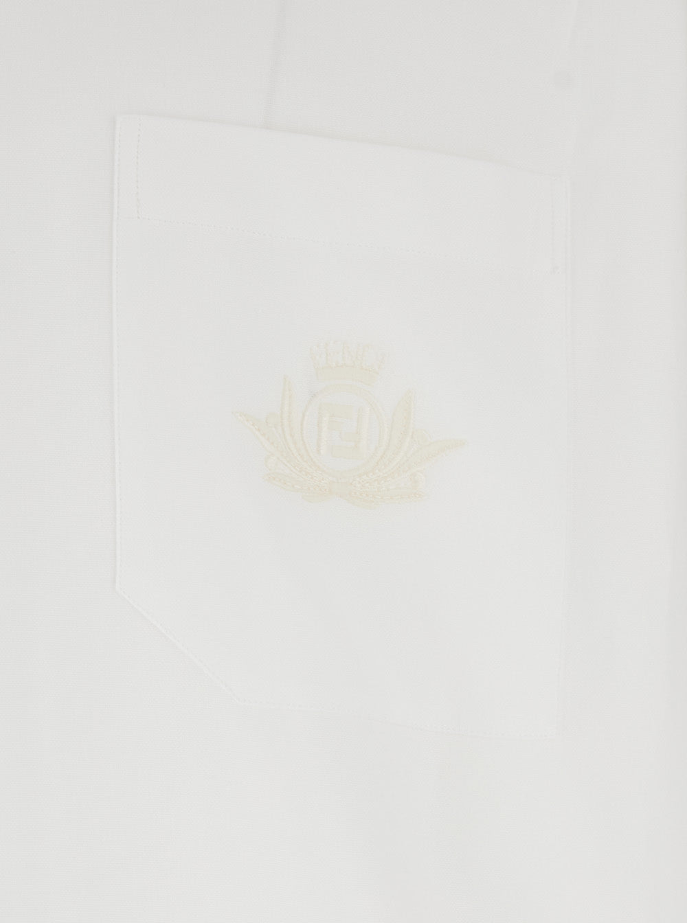 Fendi Men White Shirt With Classic Collar And Logo Embroidery On The Front In Cotton Man