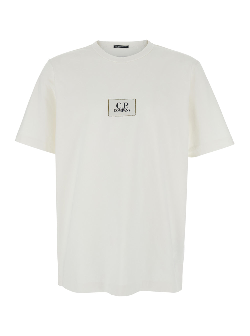 C.P. Company Men White T-Shirt With Logo Printed On The Front In Cotton Man