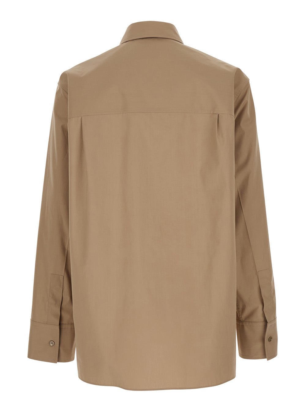 Gucci Men Beige Shirt With Classic Collar And Tonal Logo Lettering Embroidery On The Front In Cotton Man