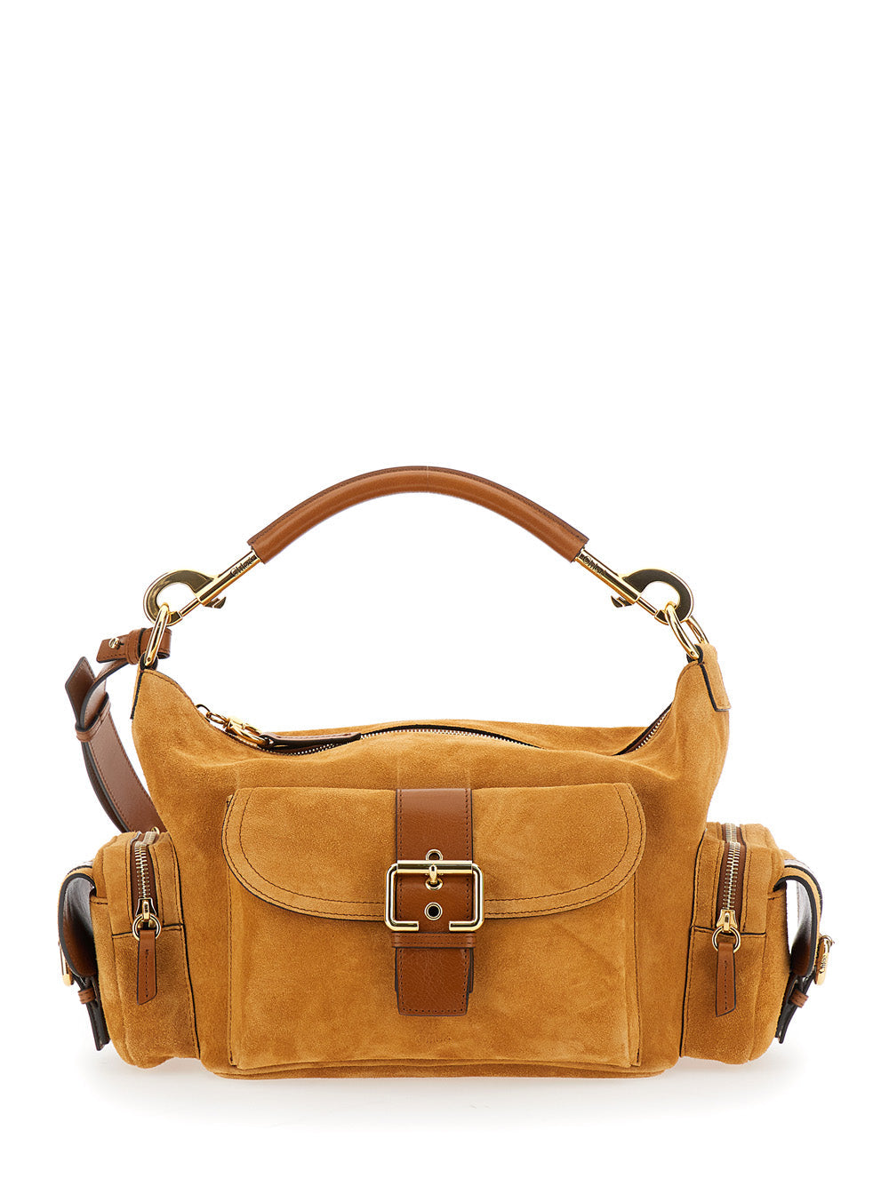 Chloé Women 'Camera' Brown Handbag With Removable Upper Shoulder Strap And Three External Pockets In Suede Woman