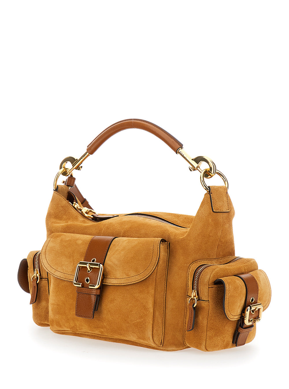 Chloé Women 'Camera' Brown Handbag With Removable Upper Shoulder Strap And Three External Pockets In Suede Woman