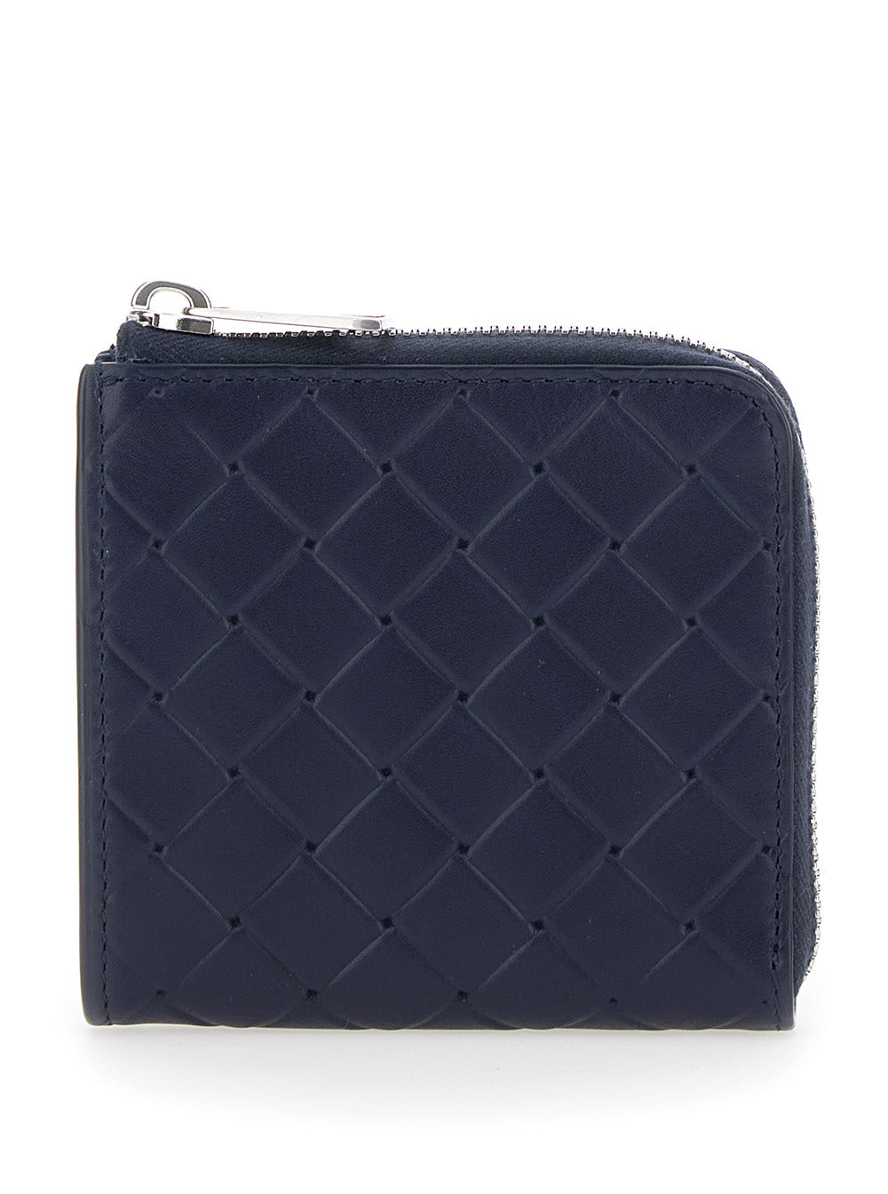 Bottega Veneta Men Blue Wallet With All-Over Intreccio Motif In Leather Man