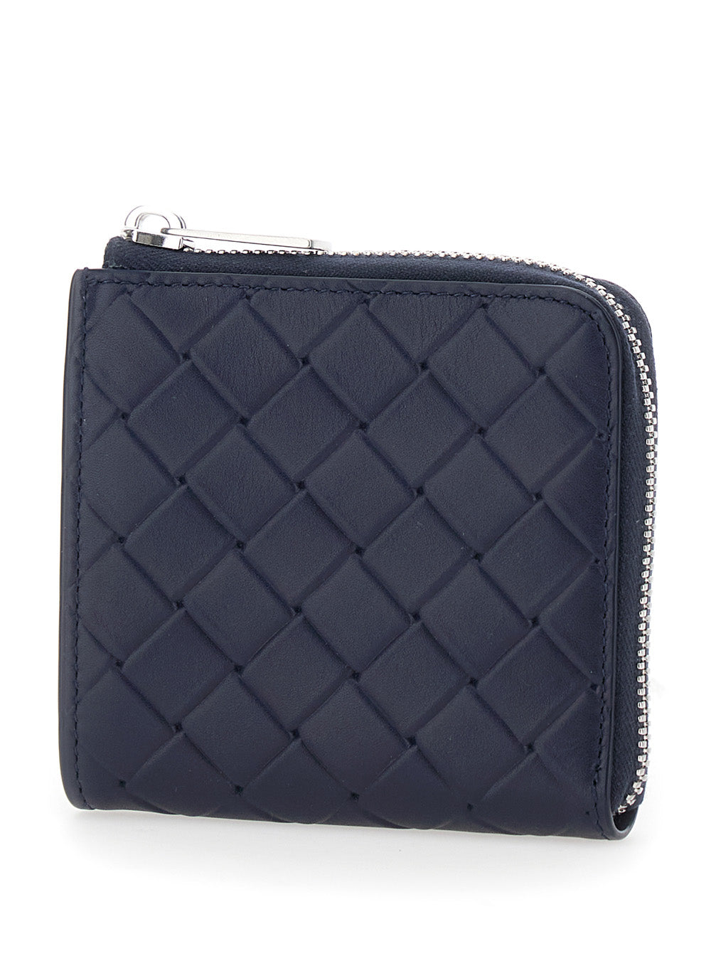 Bottega Veneta Men Blue Wallet With All-Over Intreccio Motif In Leather Man