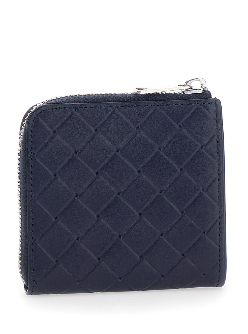 Bottega Veneta Men Blue Wallet With All-Over Intreccio Motif In Leather Man