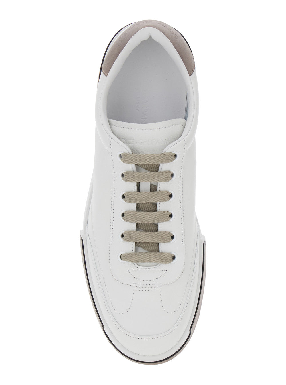 Dolce & Gabbana Men 'Portofino' White Sneaker With Logo Print On The Sole In Leather Man