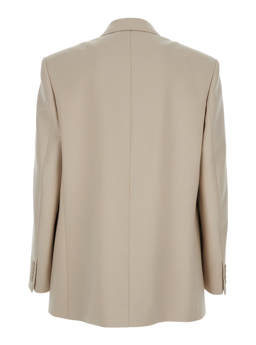 Saint Laurent Men Beige Double-Breasted Jacket With Peak Revers In Wool Man