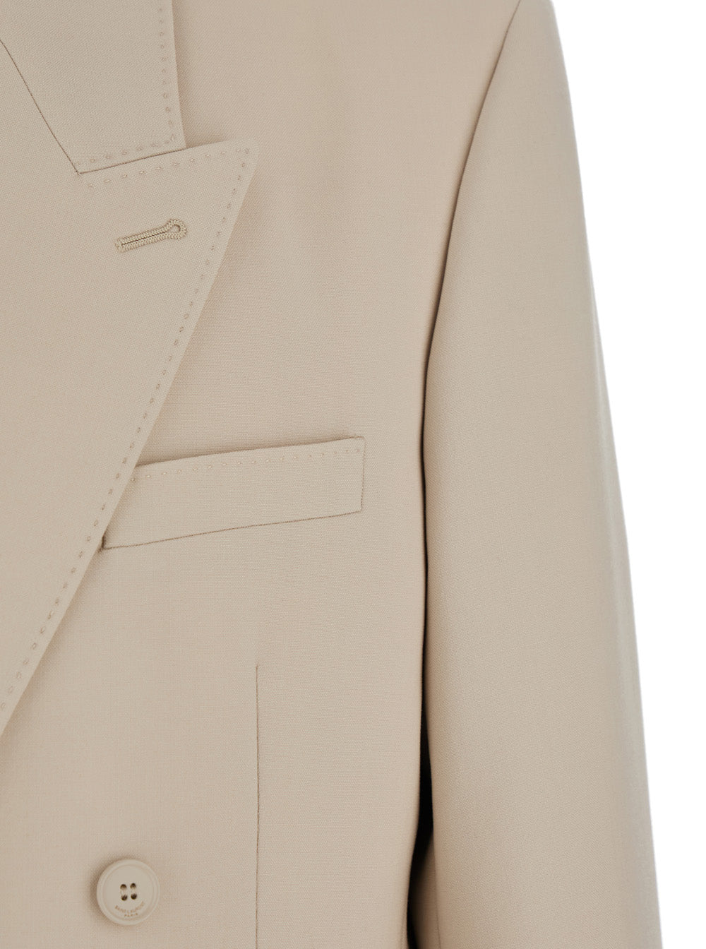 Saint Laurent Men Beige Double-Breasted Jacket With Peak Revers In Wool Man