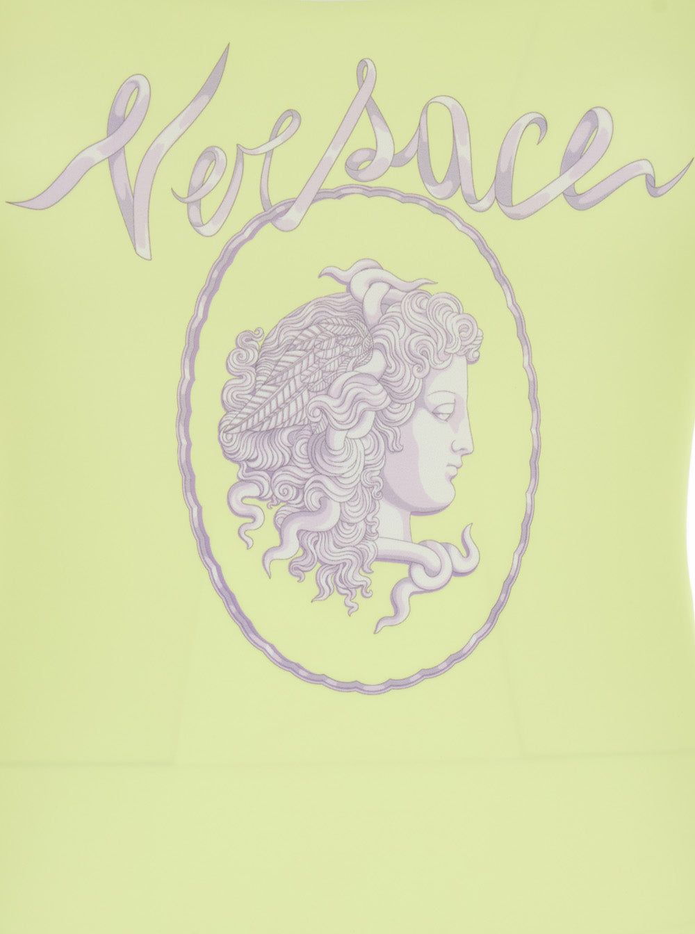 Versace Women Yellow One-Piece Swimsuit With Medusa Print And Logo Lettering On The Front In Tech Fabric Woman Luosophy