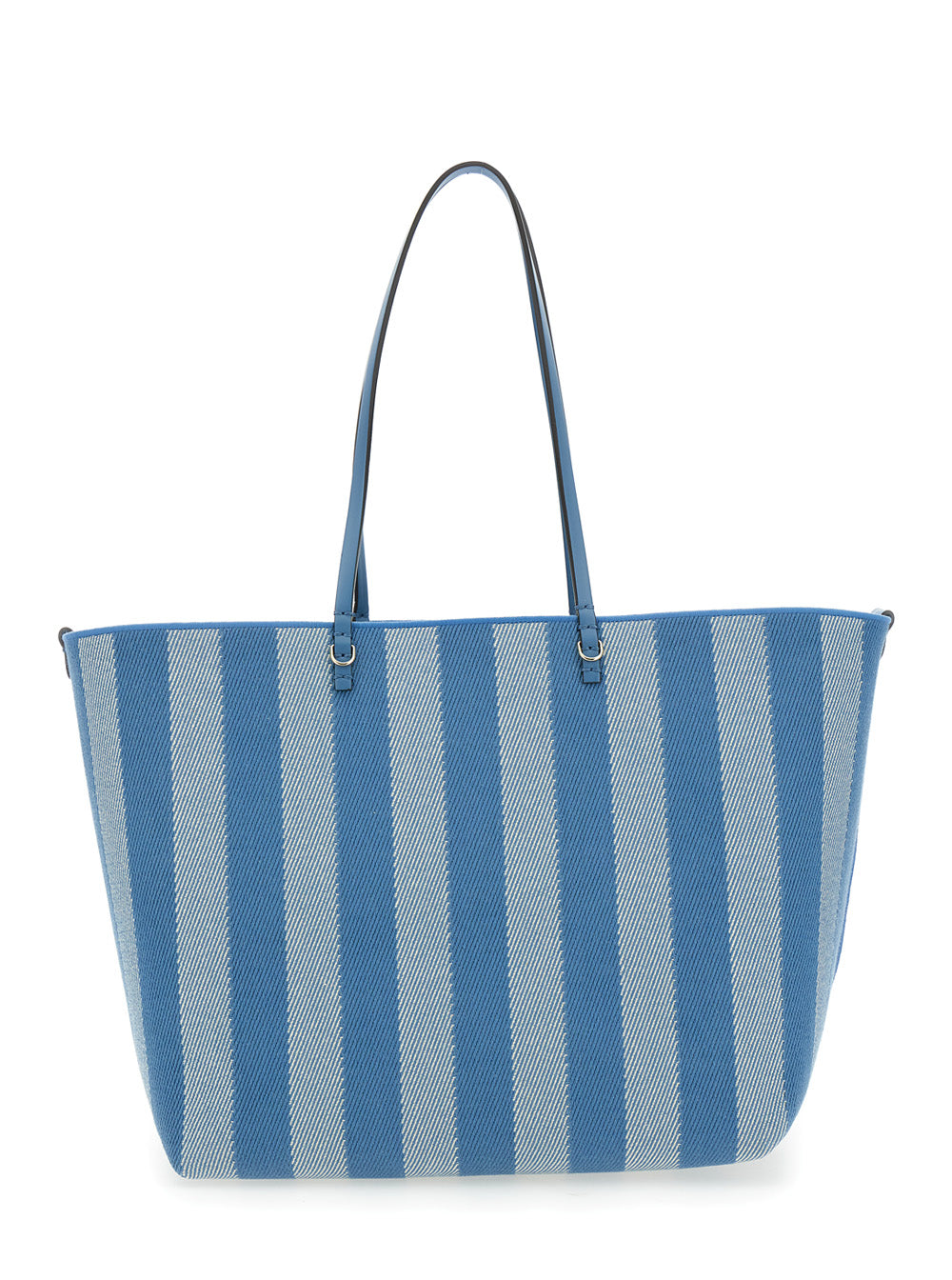 Fendi Women 'Roll Large' Blue Shopper With Reversible Design And All-Over Striped Motif In Cotton Woman