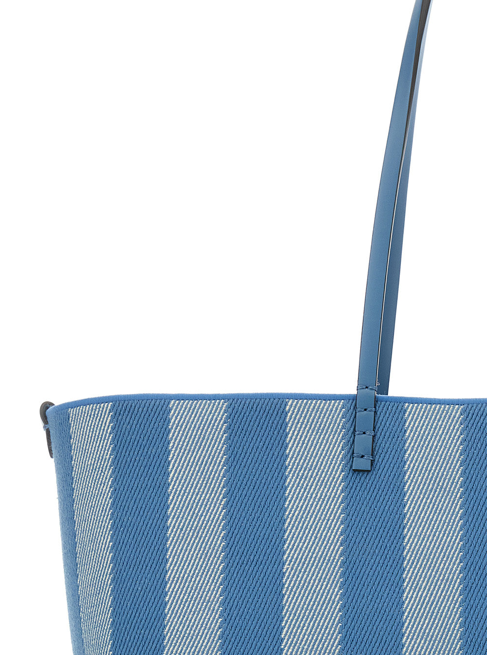 Fendi Women 'Roll Large' Blue Shopper With Reversible Design And All-Over Striped Motif In Cotton Woman