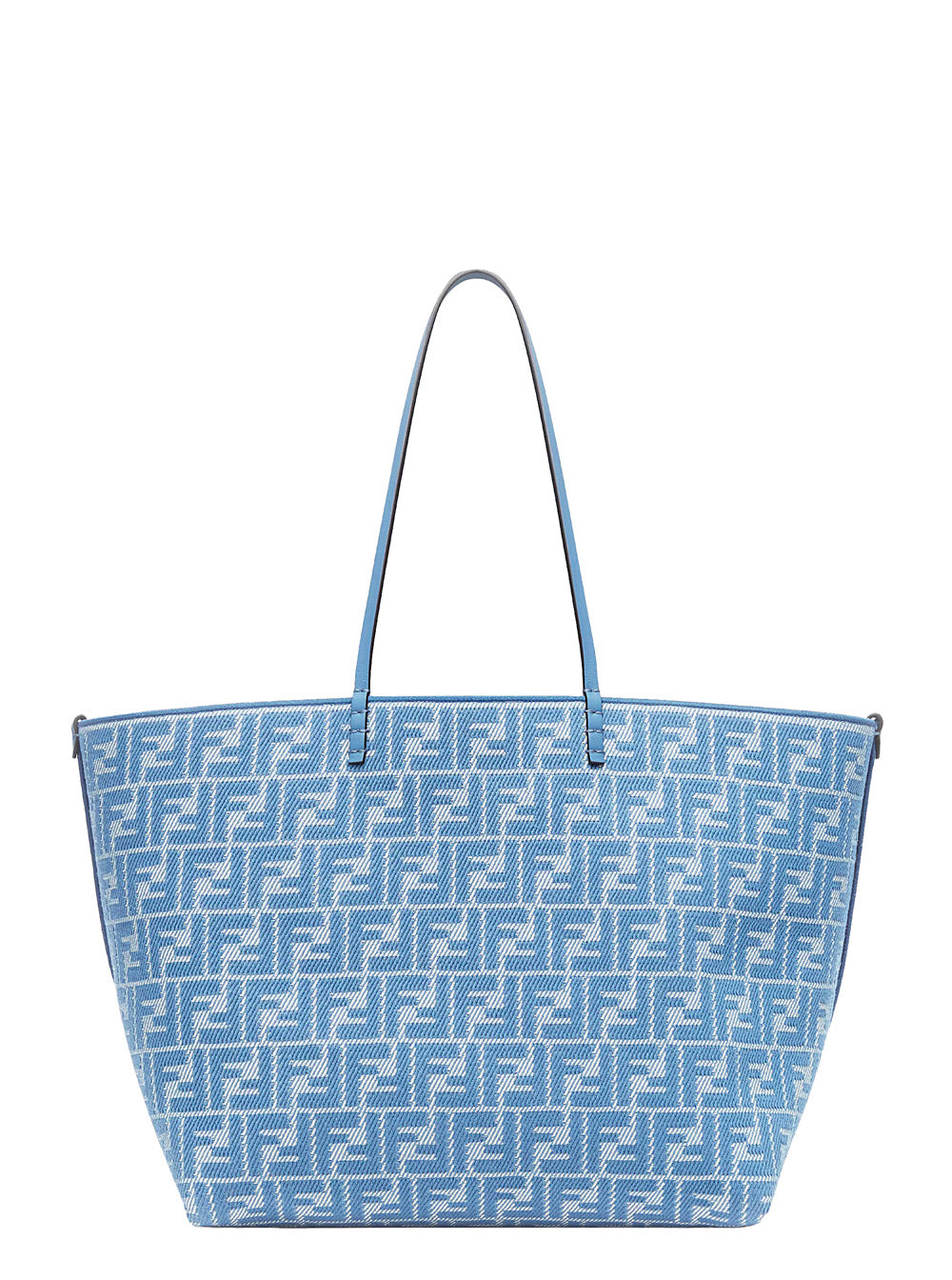 Fendi Women 'Roll Large' Blue Shopper With Reversible Design And All-Over Striped Motif In Cotton Woman