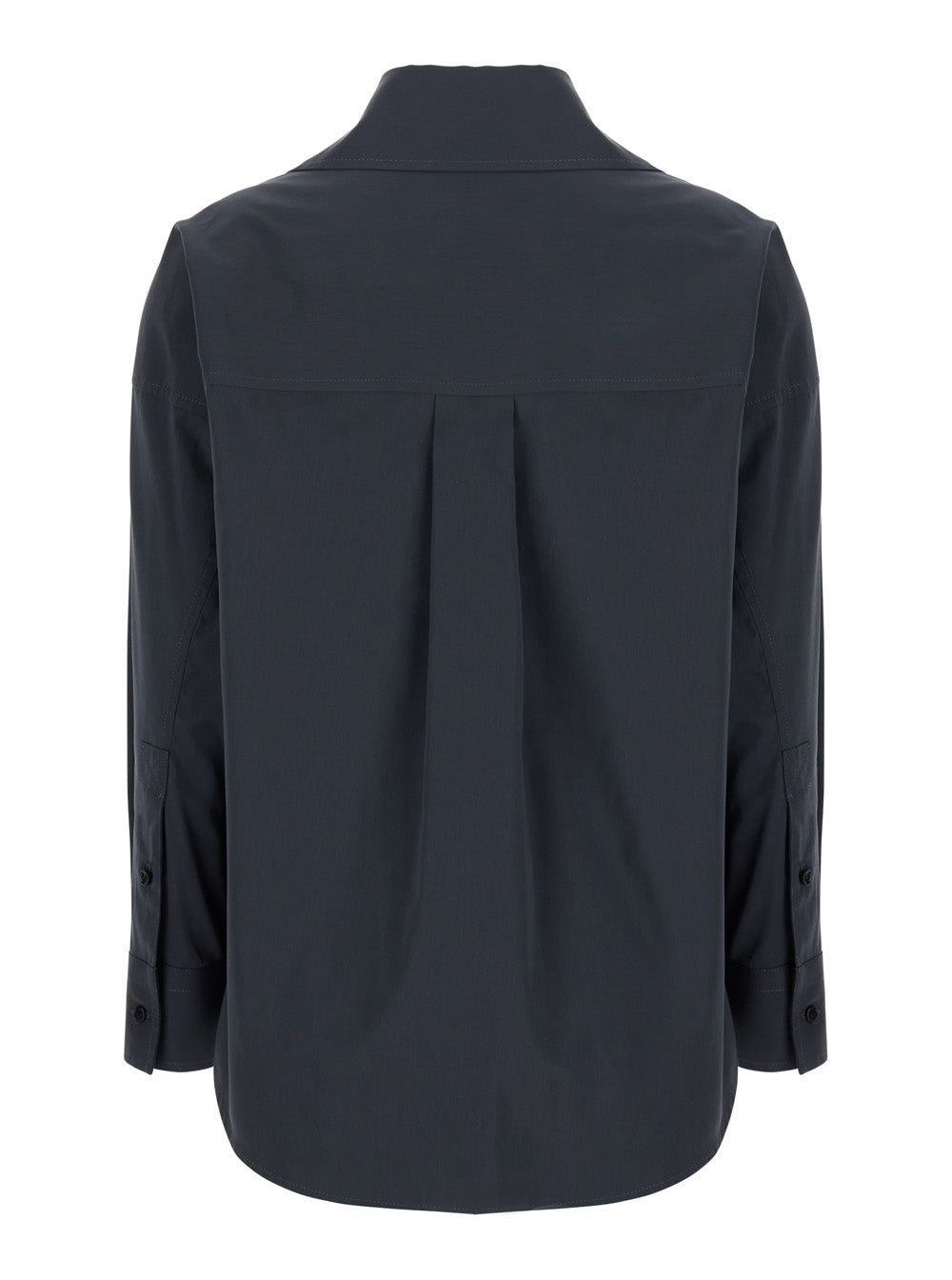 Bottega Veneta Women Grey Shirt With Deep Neckline On The Front And Long Sleeves In Cotton Poplin Woman