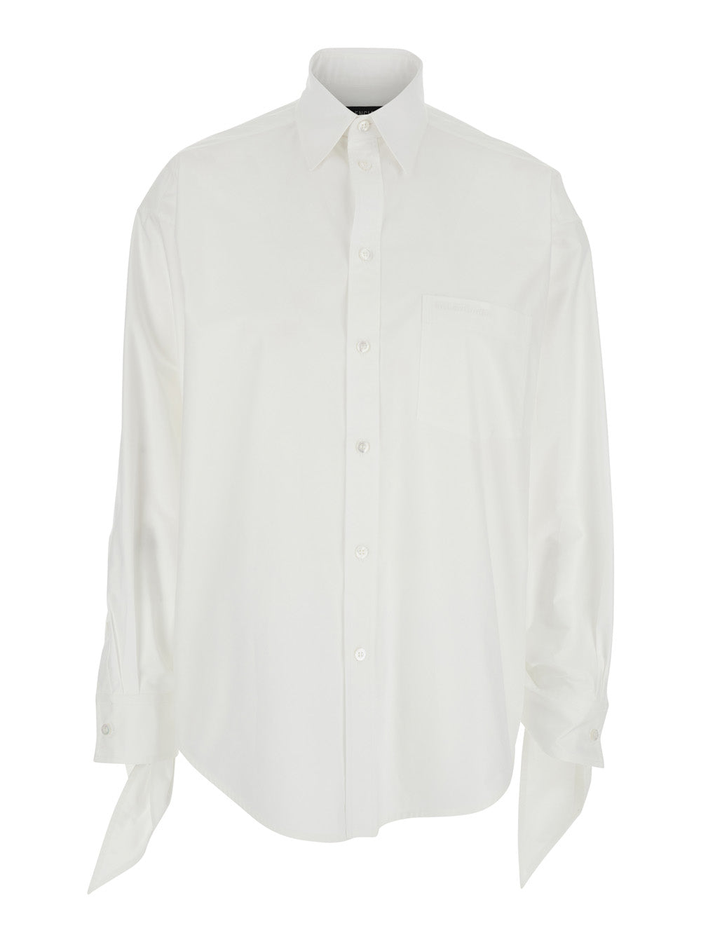Balenciaga Women White Shirt With Classic Collar And Knotted Cuffs In Cotton Woman