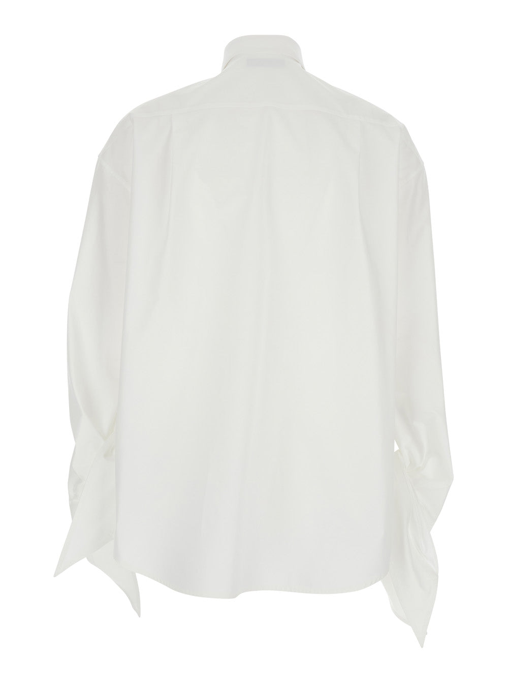 Balenciaga Women White Shirt With Classic Collar And Knotted Cuffs In Cotton Woman