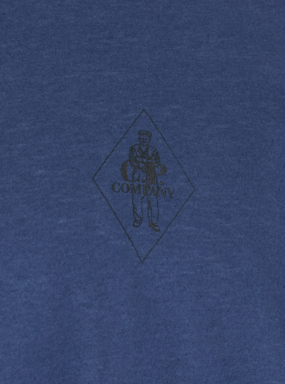 C.P. Company Men Blue Crewneck T-Shirt With Logo Embroidery On The Front In Cotton Man