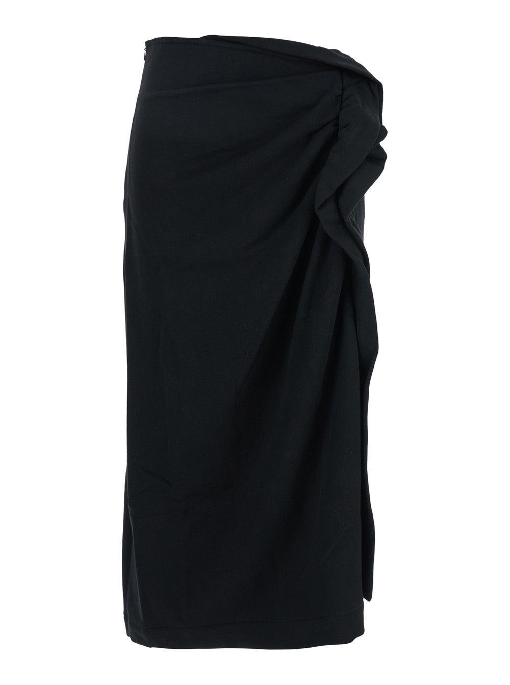 Dries Van Noten Women Black 'Hanam' Skirt With Ruched Details On The Front In Cotton Woman