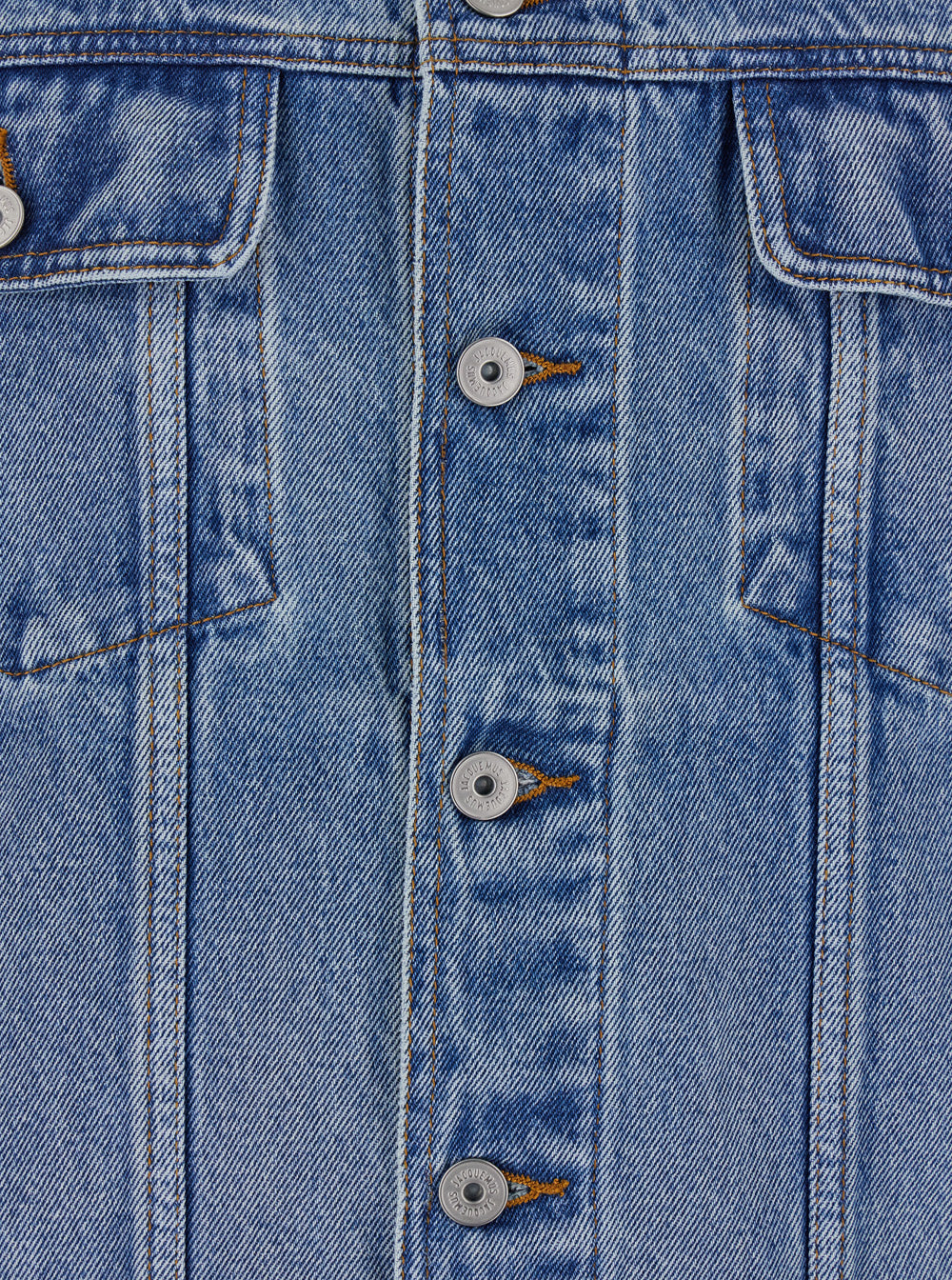 Jacquemus Men 'La Veste De-Nîmes' Blue Jacket With Classic Collar And Logo Patch On The Back In Denim Man