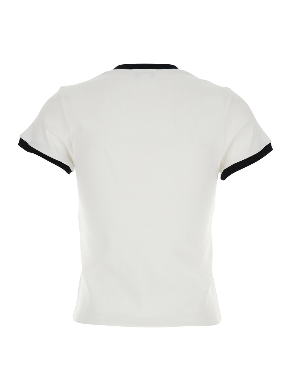 Alexander Mcqueen Women White Crewneck T-Shirt With Logo Embroidery On The Front And Contrasting Details In Cotton Woman
