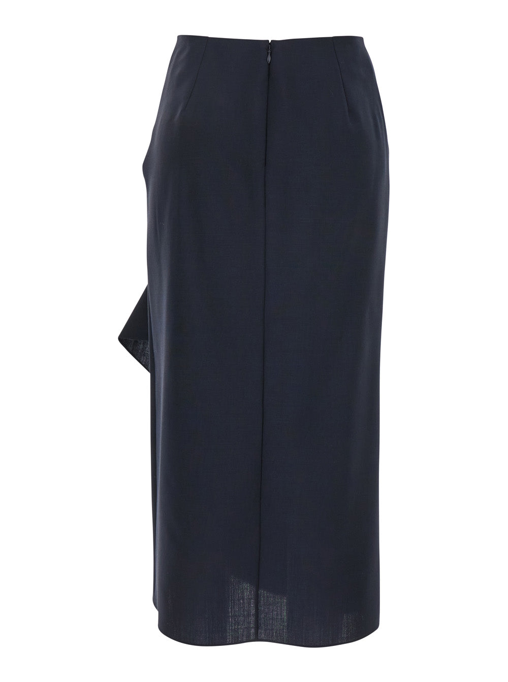 Alexander Mcqueen Women Blue Skirt With Asymmetric Design And Front Seam With Pleats In Wool And Mohair Blend Woman