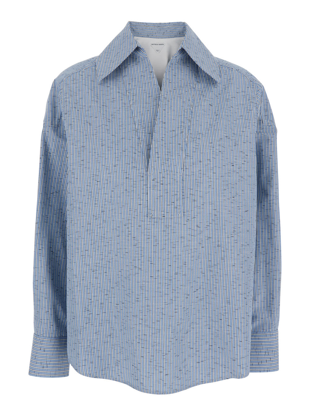 Bottega Veneta Women Blue Shirt With Deep Neckline On The Front And Long Sleeves In Cotton Poplin Woman