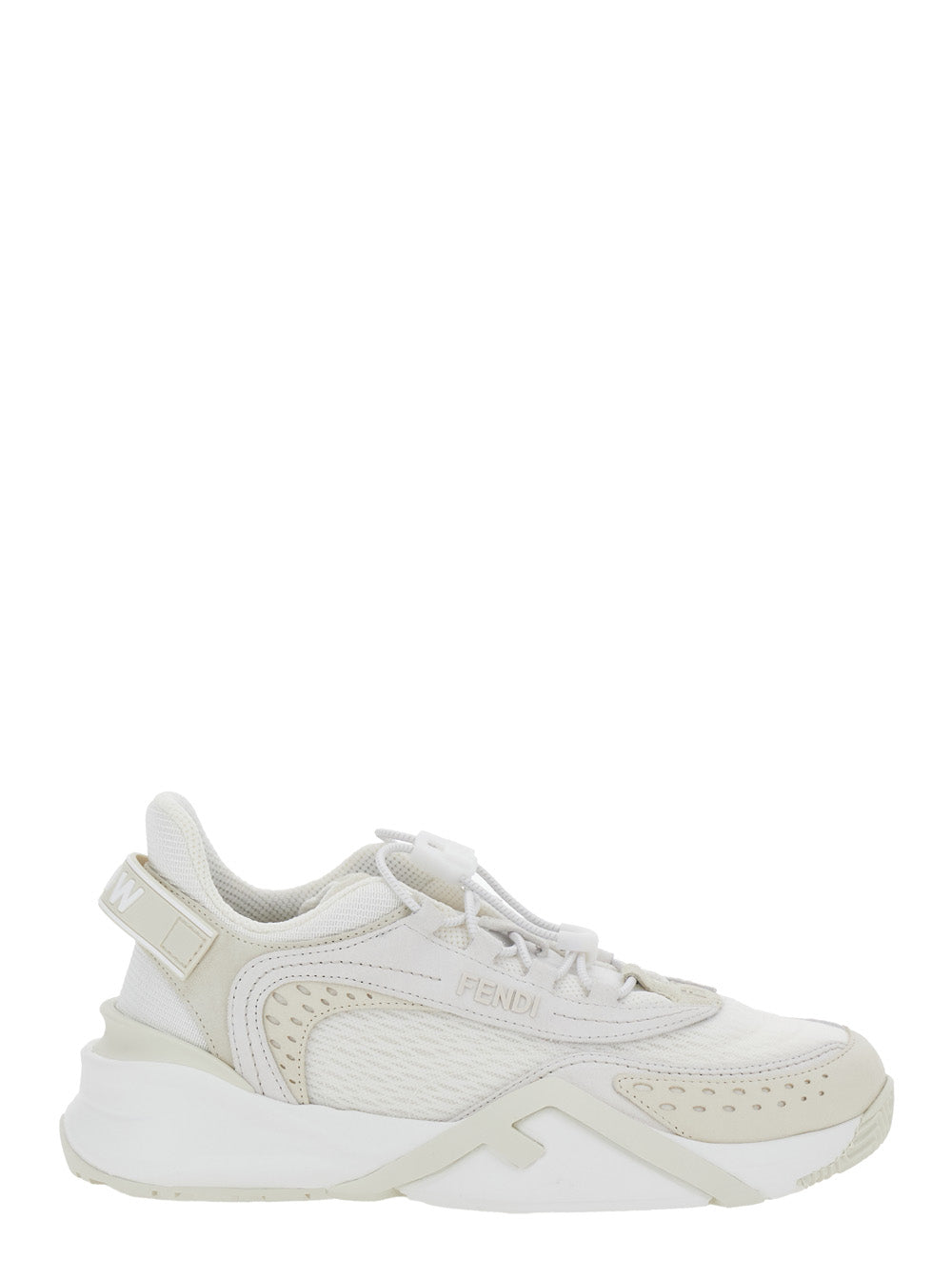 Fendi Women 'Flow' White Sneakers With Toggle Closure And Logo Lettering On The Side In Tech Fabric Woman