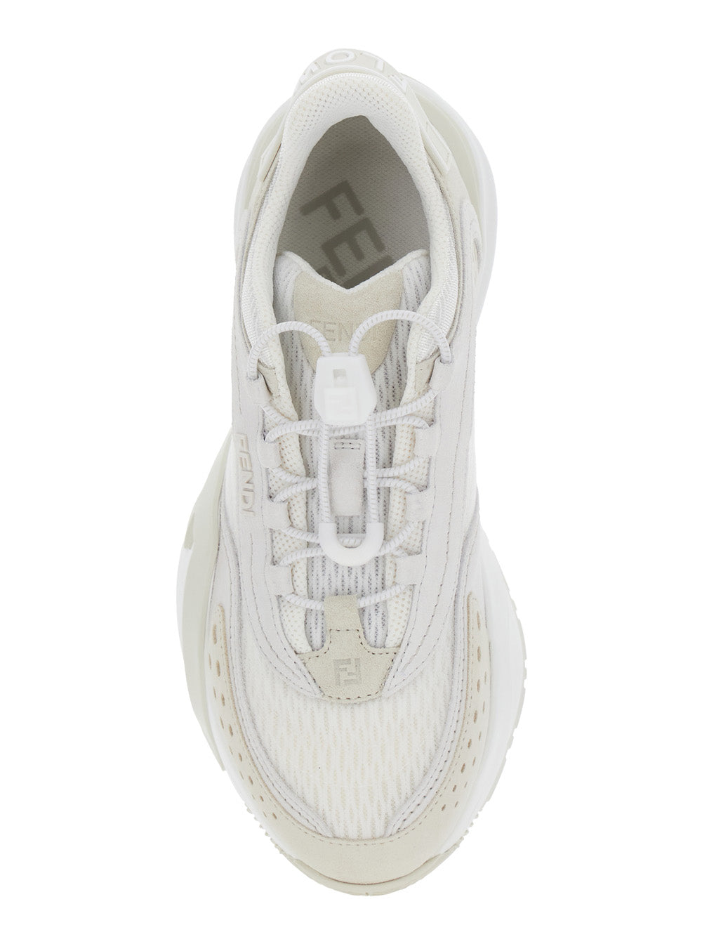 Fendi Women 'Flow' White Sneakers With Toggle Closure And Logo Lettering On The Side In Tech Fabric Woman