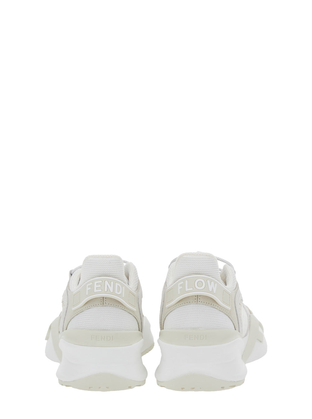 Fendi Women 'Flow' White Sneakers With Toggle Closure And Logo Lettering On The Side In Tech Fabric Woman