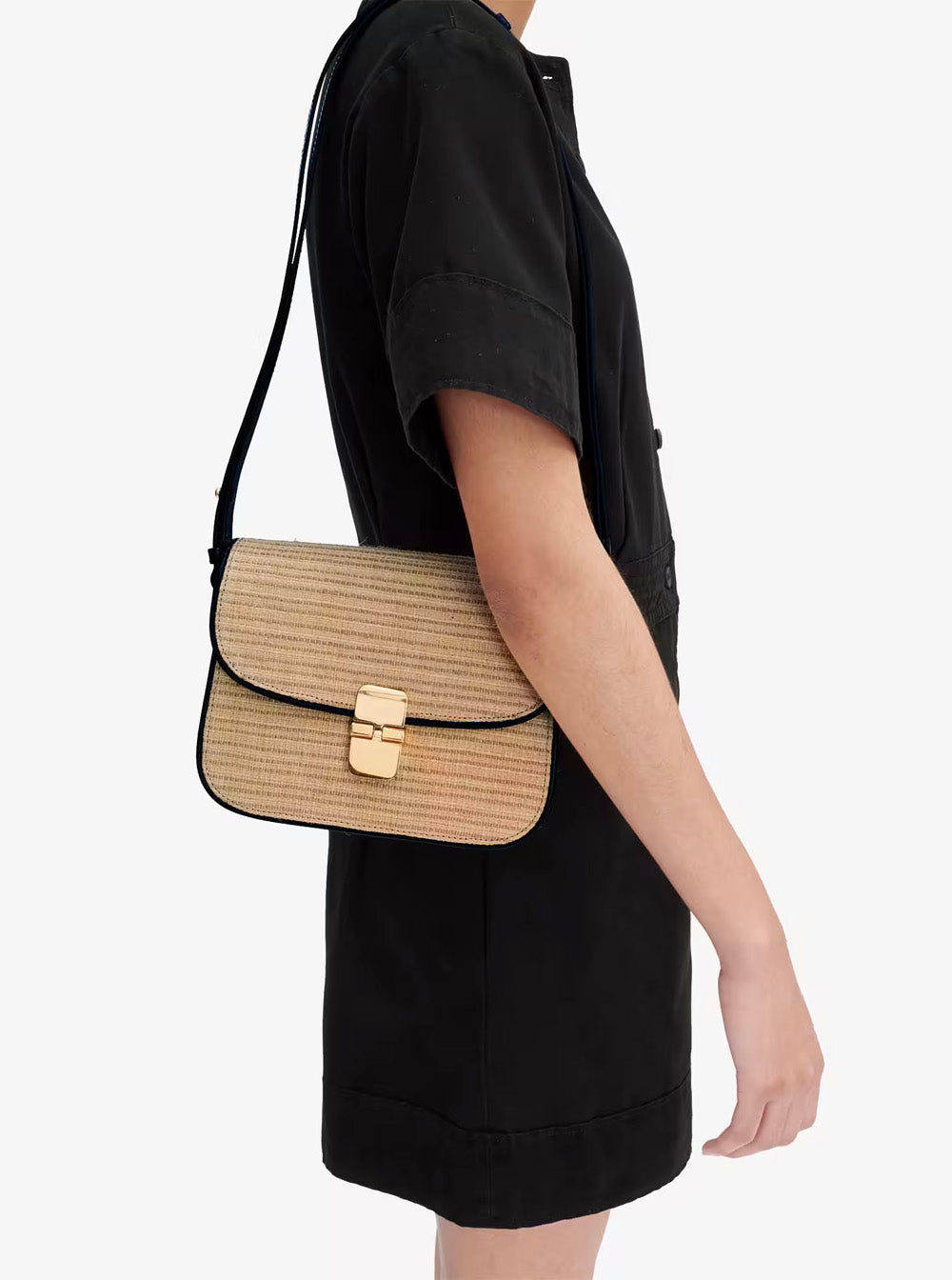 A.P.C. Women 'Grace Small' Beige Shoulder Bag With Clasp Closure And Adjustable Leather Strap In Leather Woman