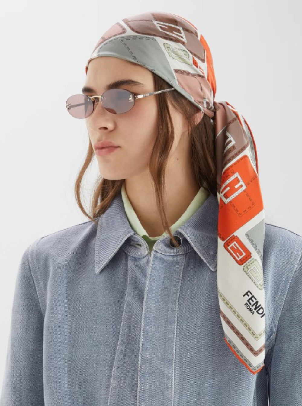 Fendi Women 'Baguette' Multicolor Scarf With All-Over Print In Silk Woman