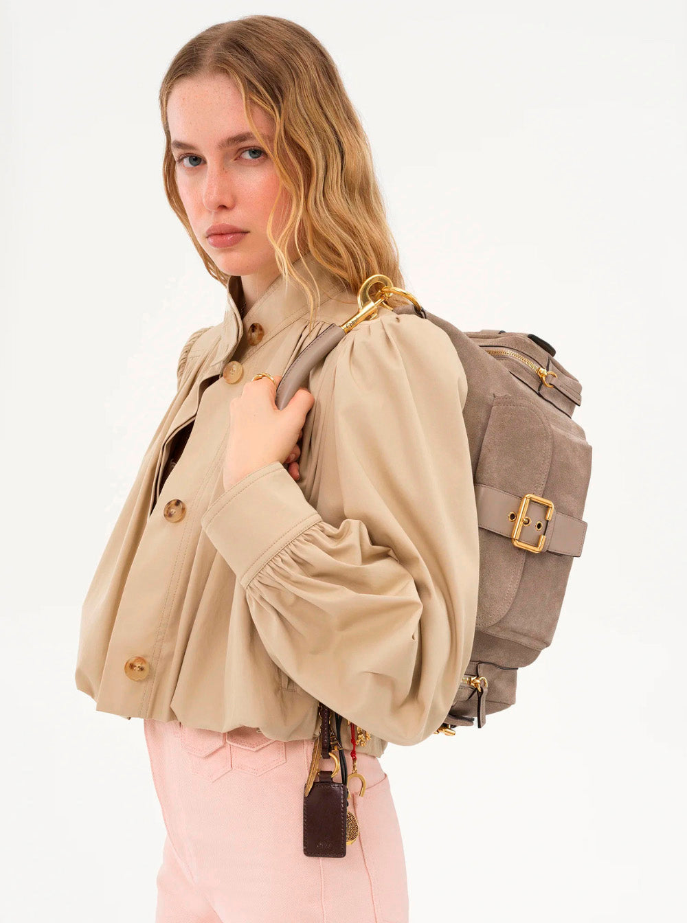 Chloé Women 'Camera Bag' Grey Handbag With Adjustable And Removable Shoulder Strap In Suede Woman