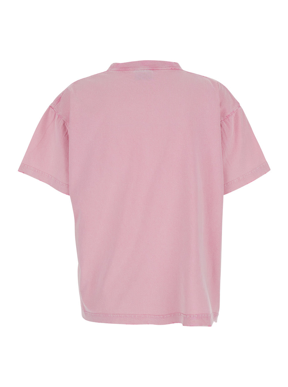 Balenciaga Women Pink Crewneck T-Shirt With Dropped Shoulders And Logo Detail On The Front In Cotton Woman