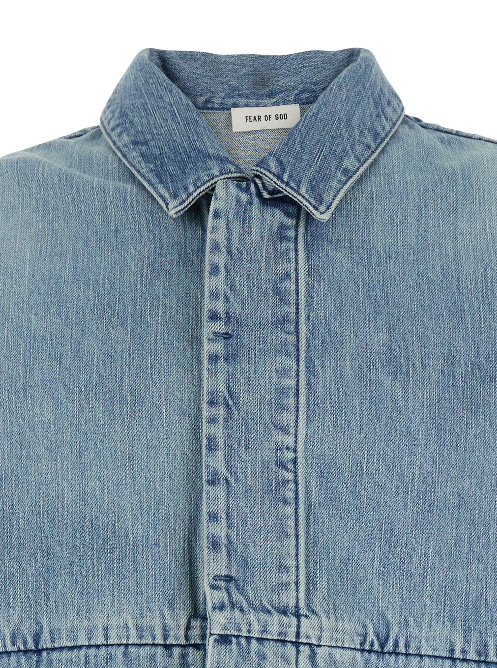Fear Of God Men Blue Jacket With Classic Collar And Long Sleeves In Denim Man