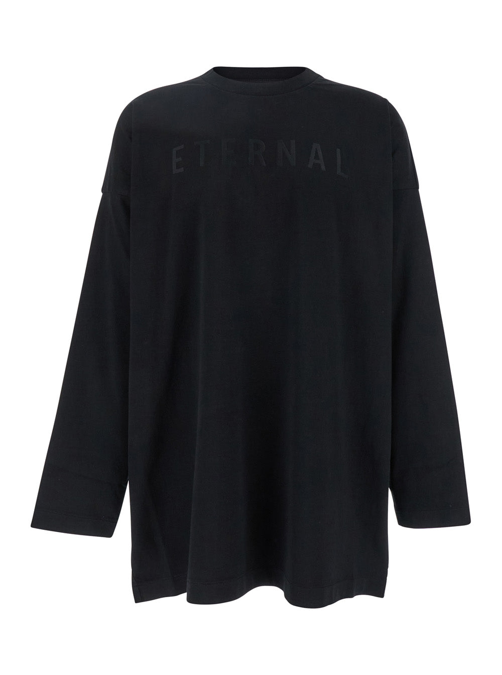 Fear Of God Men Black T-Shirt With Eternal Print On The Front And Logo Patch On The Back In Cotton Man