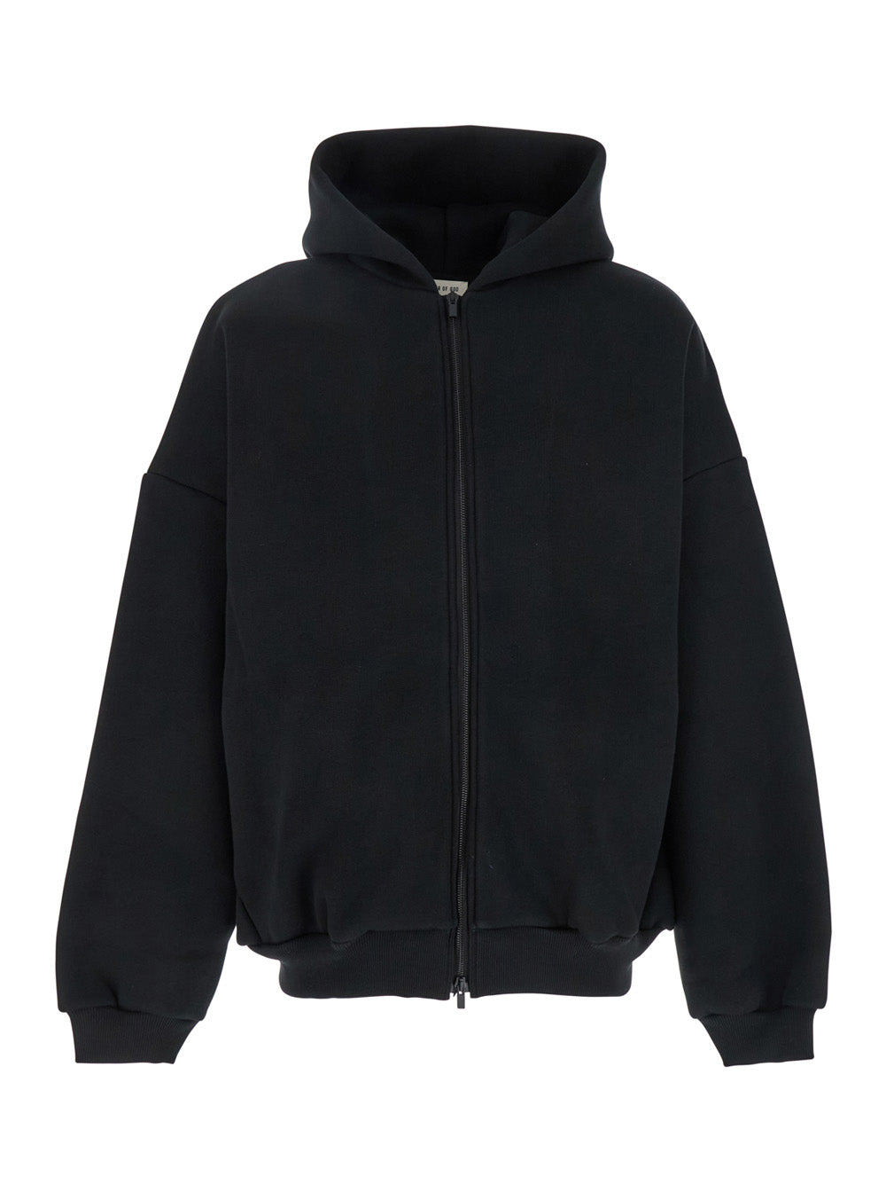 Fear Of God Men Black Hoodie With Zip Closure And Eternal Writing On The Back In Cotton Blend Man