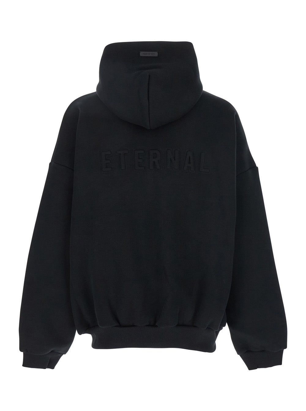 Fear Of God Men Black Hoodie With Zip Closure And Eternal Writing On The Back In Cotton Blend Man