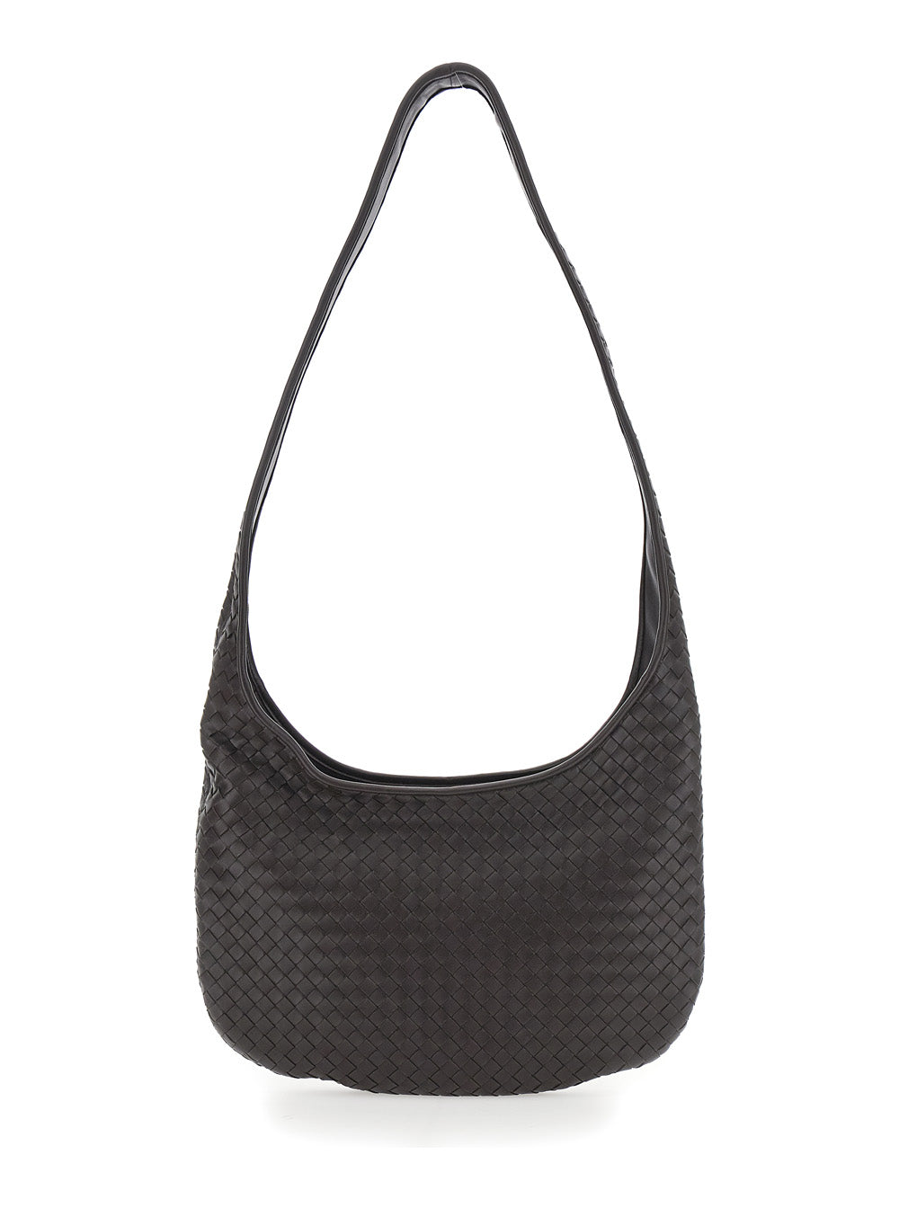 Bottega Veneta Men Brown Crossbody Bag With Top Zip Closure And Intrecciato Motif In Leather Man