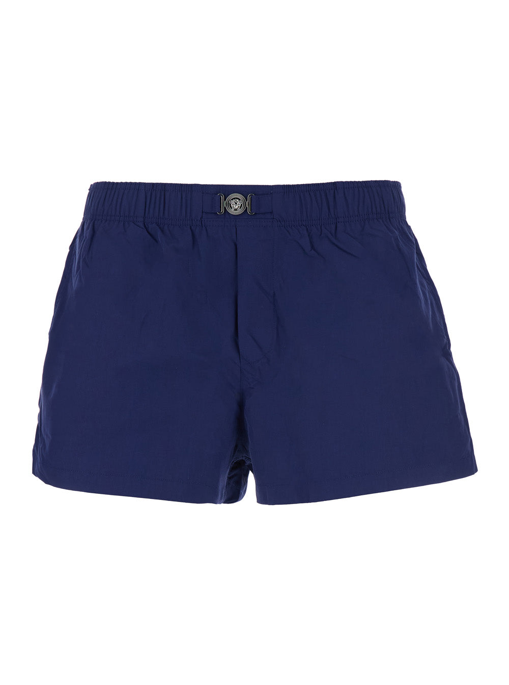 Versace Men Blue Swim Shorts With Elastic Waist And Medusa Plaque On The Front In Tech Fabric Man