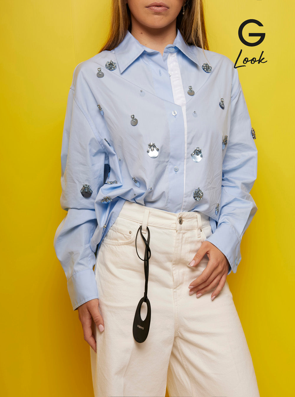 Coperni Women Black Charm With Built-In Mirror And Logo Lettering On The Front In Leather Woman