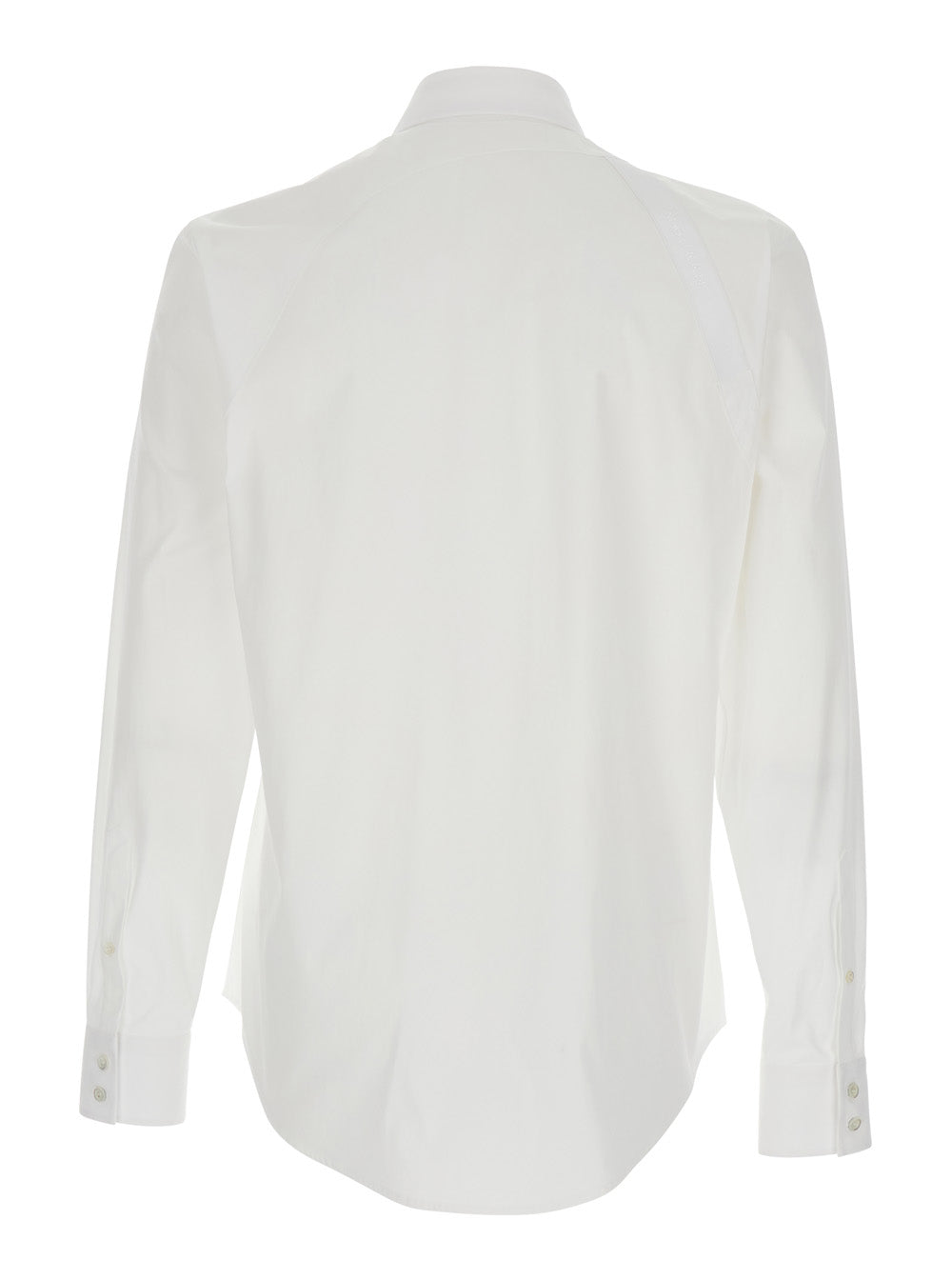 Alexander Mcqueen Men 'Harness' White Shirt With Clasic Collar And Strap Detail On The Sleeve In Cotton Man