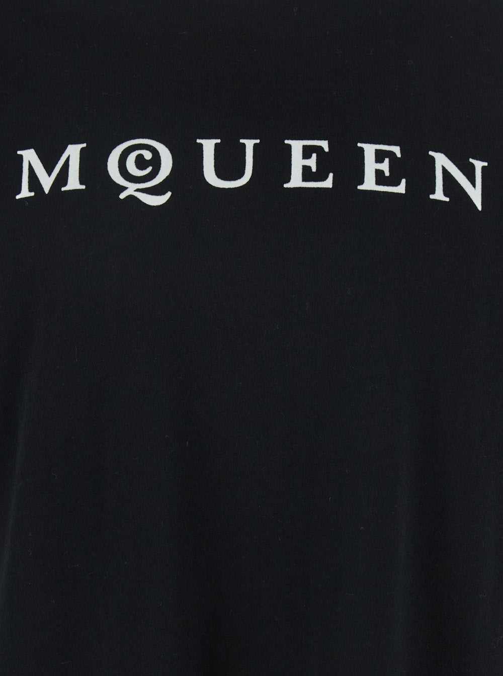 Alexander Mcqueen Men Black Crewneck T-Shirt With Logo Print On The Front In Cotton Man