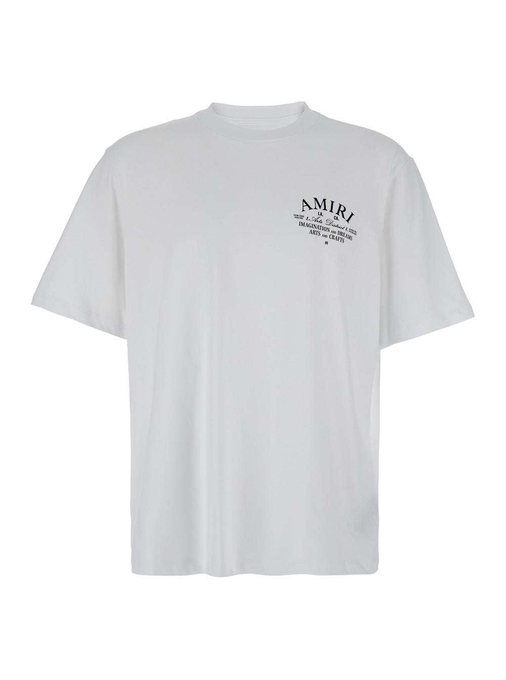 Amiri Men White Crewneck T-Shirt With Logo Print On The Front In Cotton Man