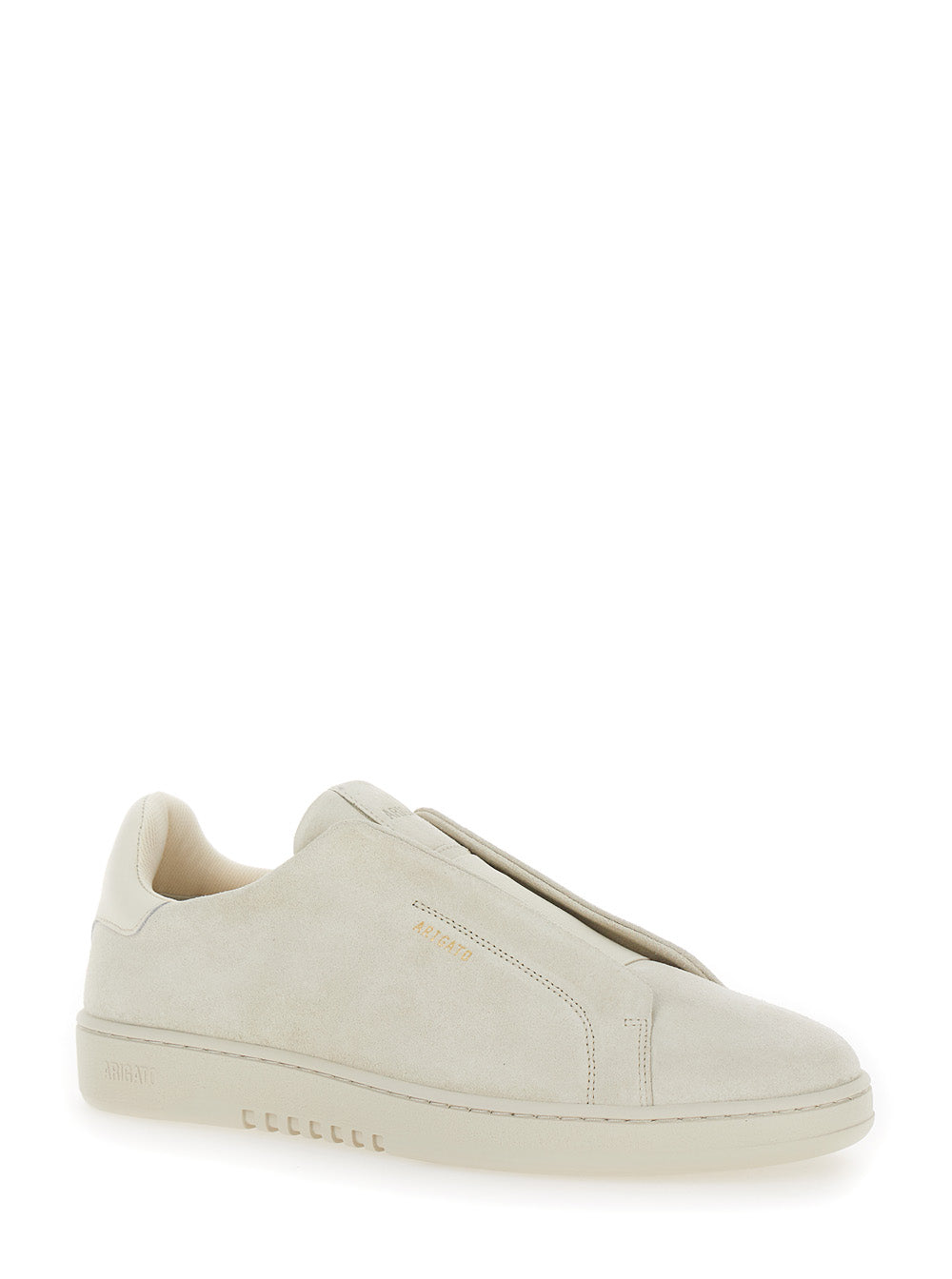 Axel Arigato Men 'Dice Laceless' White Low Top Slip-On Sneakers In Suede Man